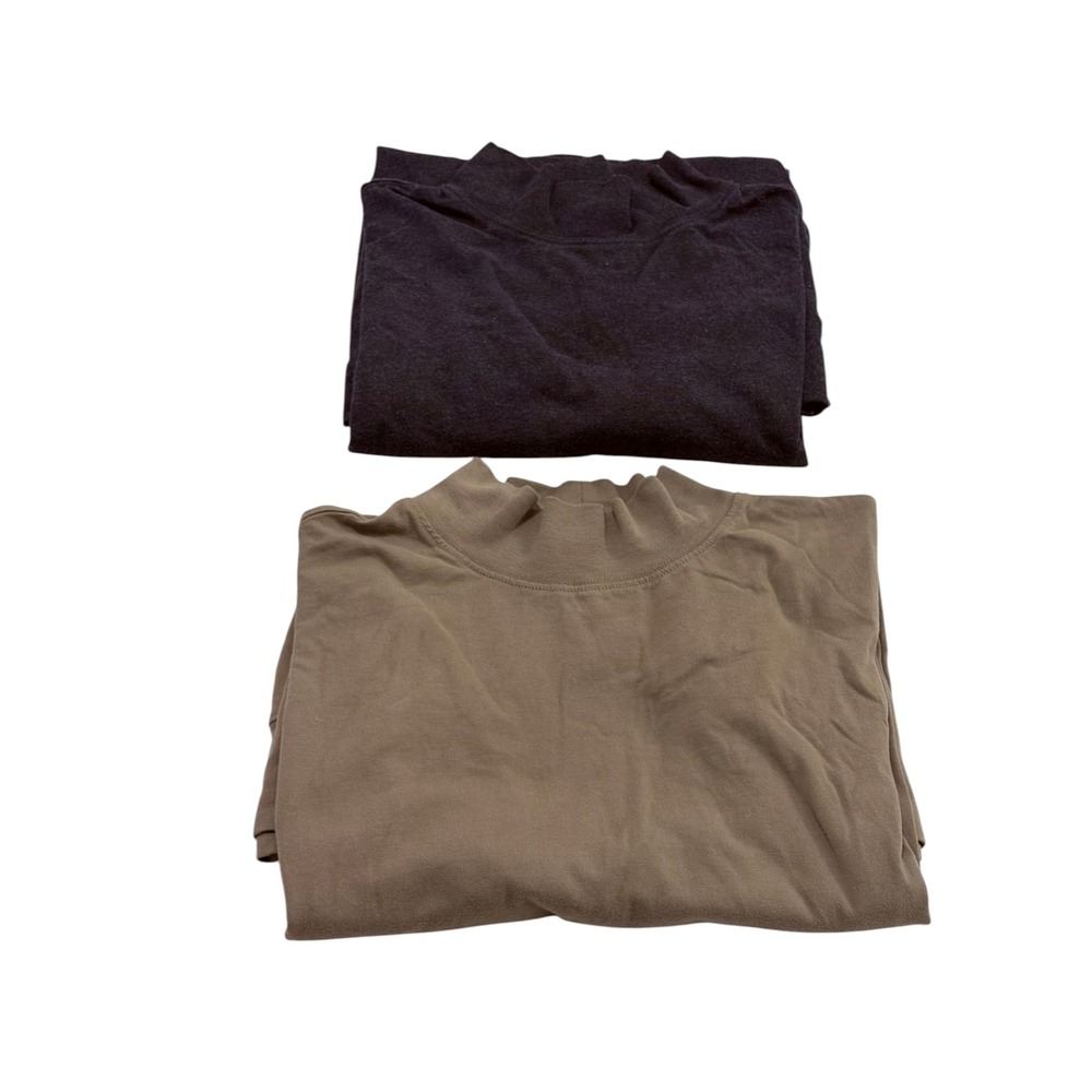 Lands' End Super-T Mock Neck Shirt Mens Large Tall L/T Long Sleeve Bundle 2 Pack